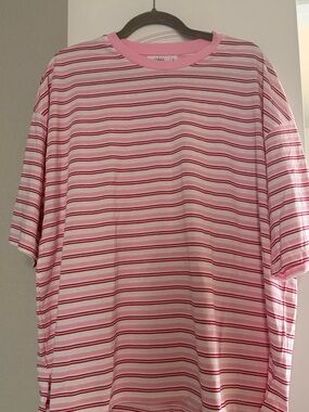 Women's Pink Striped Short-Sleeve Tee by